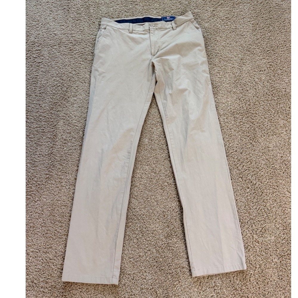 Vineyard Vines Mens On-The-Go Chino Pants Khaki Tan 34x34 Stretch Performance